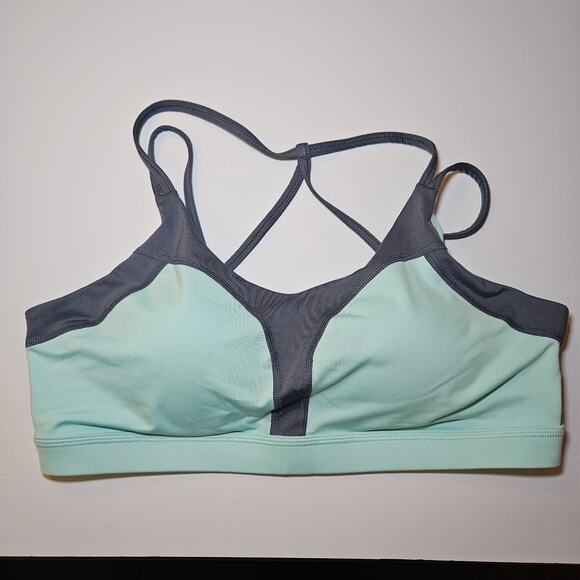 Champion Women’s Sports Bra XL Mint Green Gray Crisscross Back Adjustable Hook - Picture 2 of 7